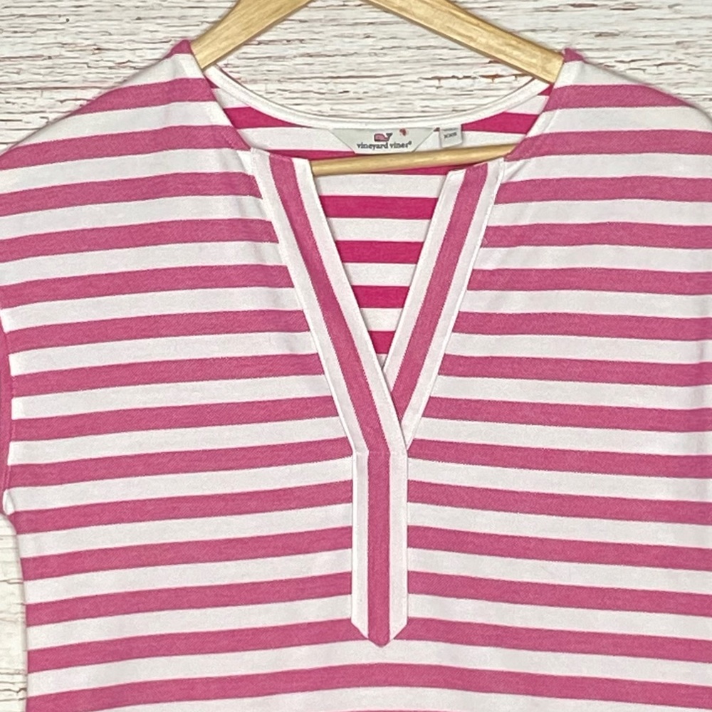 Vineyard Vines Knit Stripe Swing Dress In Pink and White Sz XXS - Picture 6 of 15